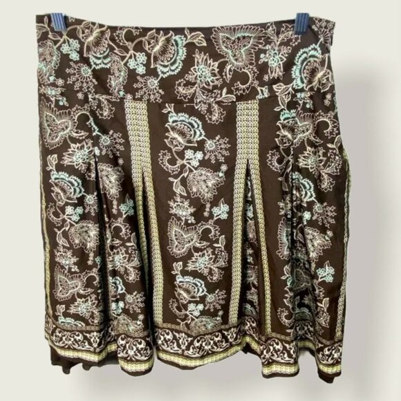 Esprit Brown Floral Print Skirt Tulle Boho Womens Size 12 Bohemian Layering Mini - Picture 3 of 12